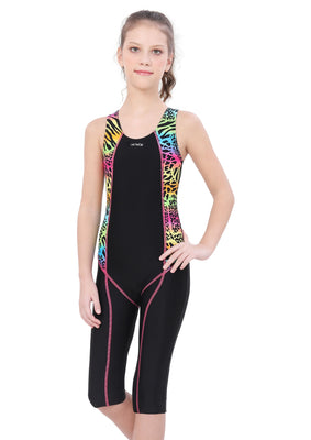 RACER-BACK KNEE LEG SUIT WITH PRINTED PANEL