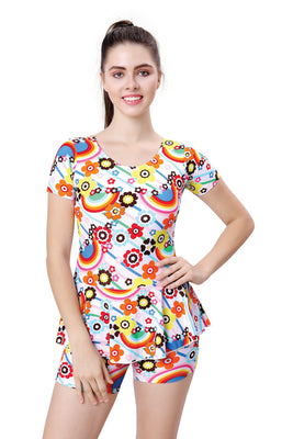 U BACK SWIMDRESS (SLEEVE WITH BOYLEG)