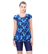 U BACK PRINTED SWIMDRESS SLEEVE WITH CONTRAST UPPER KNEE LEG