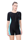 KNEE SUIT (FRONT ZIP WITH CONTRAST SIDE PANEL)