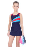 U-BACK SWIMDRESS CONTRAST PANEL WITH BOYLEG