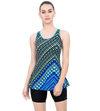 U-BACK SWIMDRESS PRITED PANEL WITH BOYLEG