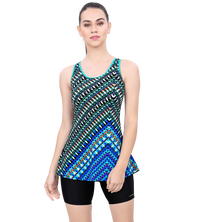 U-BACK SWIMDRESS PRITED PANEL WITH BOYLEG