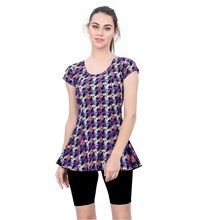 Load image into Gallery viewer, U BACK PRINTED SWIMDRESS (SLEEVE WITH CONTRAST UPPER KNEE LEG)