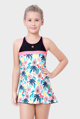 CONTRAST PANEL RACER-BACK SWIMDRESS