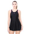 LACTRA RACER BACK SWIMDRESS WITH BOYLEG - Black