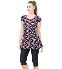 LACTRA U-BACK SWIMDRESS SLEEVE WITH CONTRAST KNEE LEG