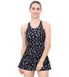LACTRA CROSS - BACK SWIMDRESS ALL OVER PRINTED WITH BOYLEG