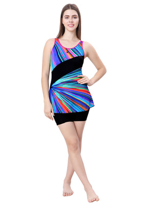 U-BACK SWIMDRESS (PRITED PANEL WITH BOYLEG)