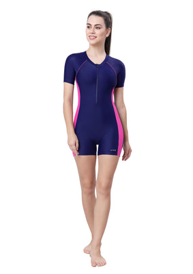 KNEE SUIT (FRONT ZIP WITH CONTRAST SIDE PANEL)