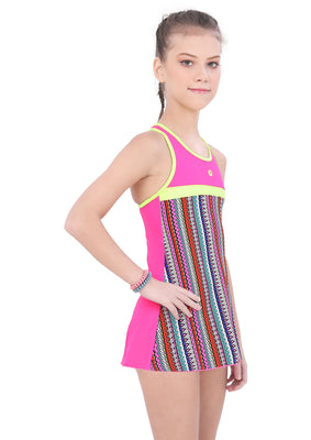 CONTRAST PANEL RACER-BACK SWIMDRESS