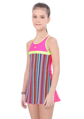 CONTRAST PANEL RACER-BACK SWIMDRESS