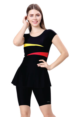 U BACK SWIMDRESS (SLEEVE WITH UPPER KNEE LEG)
