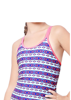 Spaghetti swimmdress ( All over printed with boyleg )