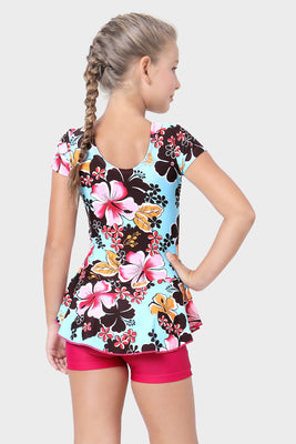 ALL OVER PRINTED SWIMDRESS SLEEVES WITH BOYLEG