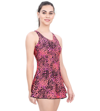 LACTRA PRINTED U-BACK SWIMDRESS WITH BOYLEG