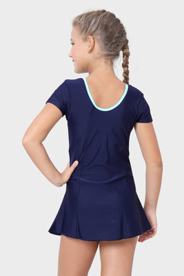 U-BACK SWIMDRESS SLEEVES WITH BOYLEG