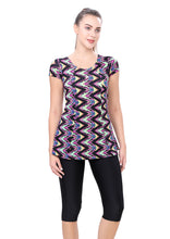 Load image into Gallery viewer, U-BACK SWIMDRESS (SLEEVE WITH CONTRAST KNEE LEG)