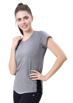 WOMEN ROUND NACK T- SHIRT SIDE NET