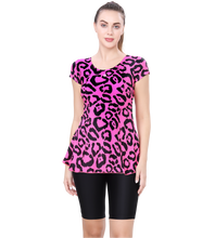 Load image into Gallery viewer, U BACK PRINTED SWIMDRESS (SLEEVE WITH CONTRAST UPPER KNEE LEG)