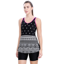 U-BACK SWIMDRESS PRITED PANEL WITH BOYLEG