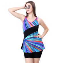 U-BACK SWIMDRESS PRITED PANEL WITH BOYLEG