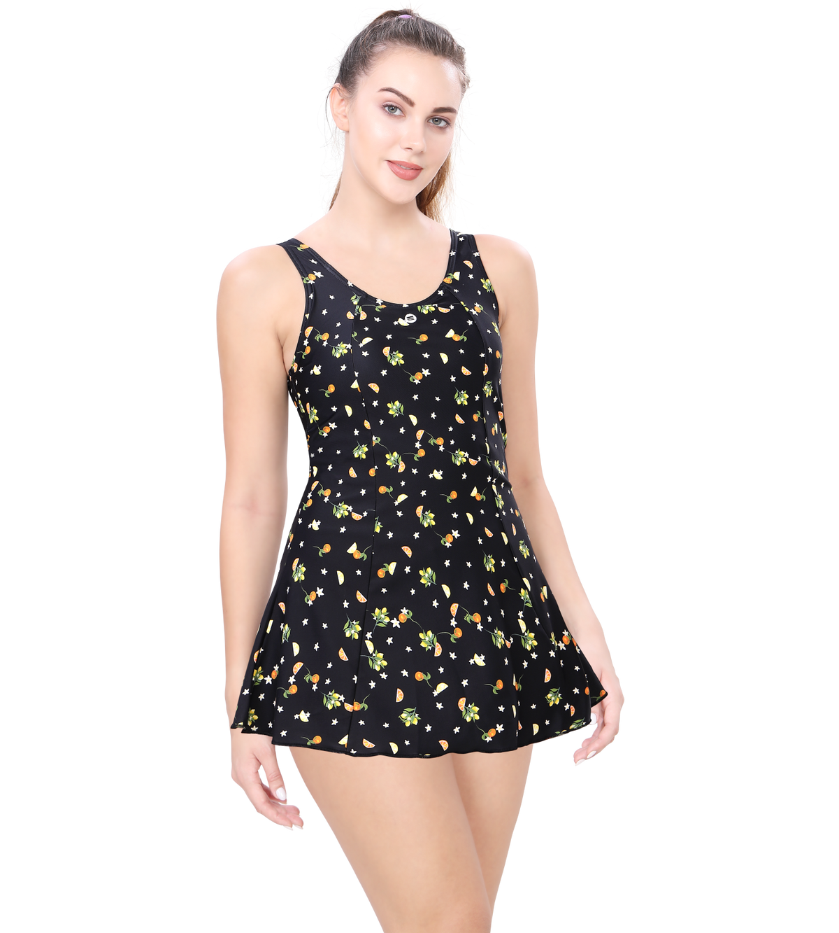 LACTRA PRINTED U-BACK SWIMDRESS WITH BOYLEG