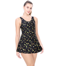 LACTRA PRINTED U-BACK SWIMDRESS WITH BOYLEG