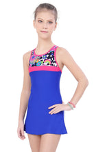 Load image into Gallery viewer, RACER-BACK SWIMDRESS PRINTED PANEL WITH BOY LEG