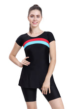Load image into Gallery viewer, U- BACK SWIMDRESS ( SLEEVE WITH UPPER KNEE BOYLEG)