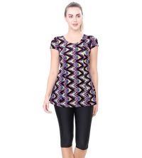 LACTRA U-BACK SWIMDRESS SLEEVE WITH CONTRAST KNEE LEG