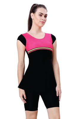 U-BACK SWIMDRESS SLEEVE WITH BOYLEG