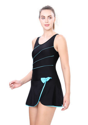 U-BACK SWIM DRESS WITH BOYLEG
