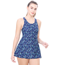 LACTRA CROSS - BACK SWIMDRESS ALL OVER PRINTED WITH BOYLEG