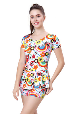 U BACK SWIMDRESS (SLEEVE WITH BOYLEG)