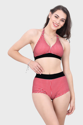 UNDER WIRE BIKINI SET ( HALTER NECK WITH HIGH WAIST SHORTS)