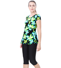 LACTRA U-BACK SWIMDRESS SLEEVE WITH CONTRAST KNEE LEG