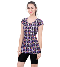 Load image into Gallery viewer, U BACK PRINTED SWIMDRESS (SLEEVE WITH CONTRAST UPPER KNEE LEG)