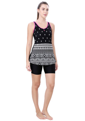 U-BACK SWIMDRESS (PRINTED PANEL WITH BOYLEG)