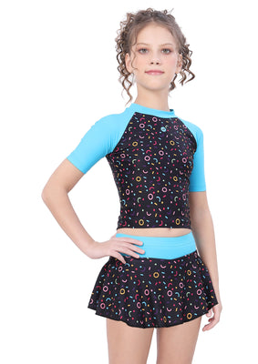 CLOSE BACK TOP AND SKIRT PRINTED SWIMDRESS.