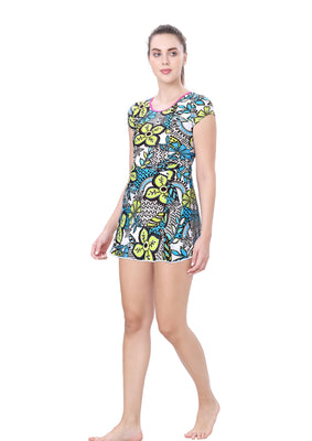 U-BACK SWIMDRESS (SLEEVE WITH BOYLEG)