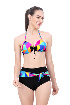 HALTER NECK & SIDE TIE HIGH WAIST BIKINI SET