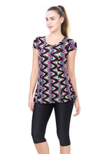 Load image into Gallery viewer, U-BACK SWIMDRESS (SLEEVE WITH CONTRAST KNEE LEG)
