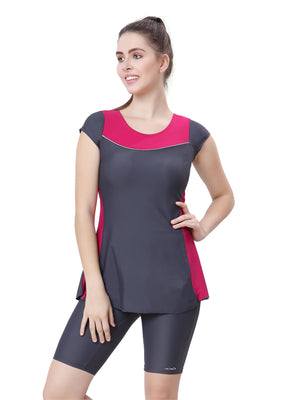 U- BACK SWIMMDRESS ( SLEEVE WITH UPPER KNEE BOYLEG)