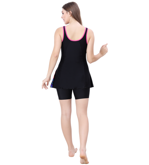 U-BACK SWIMDRESS PRINTED PANEL WITH BOYLEG