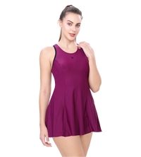 LACTRA RACER BACK SWIMDRESS WITH BOYLEG - Plum