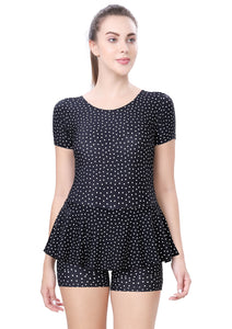 U BACK SWIMDRESS (SLEEVE WITH BOYLEG)