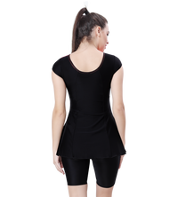 LACTRA U-BACK SWIMDRESS SLEEVE WITH UPPER KNEE BOYLEG
