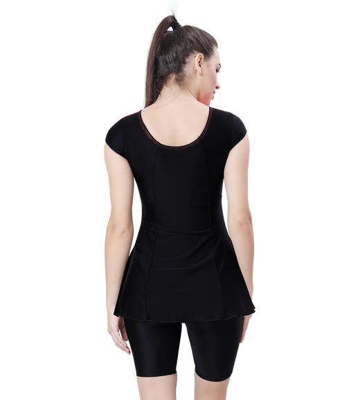 LACTRA U-BACK SWIMDRESS SLEEVE WITH UPPER KNEE BOYLEG