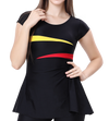 LACTRA U-BACK SWIMDRESS SLEEVE WITH CONTRAST SIDE PANEL, KNEE  LEG